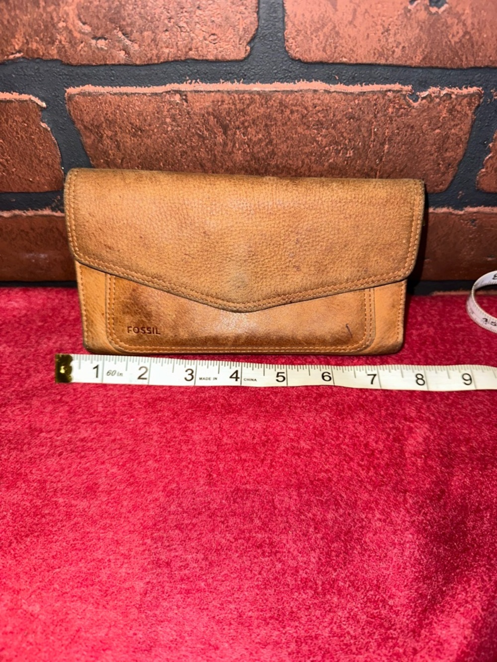 Vintage Fossil Women's Brown Leather Envelope Wallet